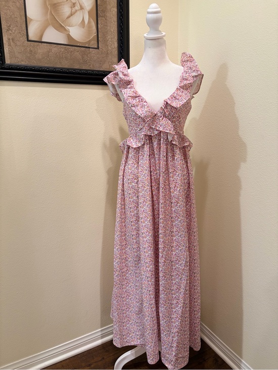 Meet Me In Santorini Dresses & Skirts - Meet Me In Santorini Purple/ Pink Floral Ruffle Maxi Dress size Small NWT